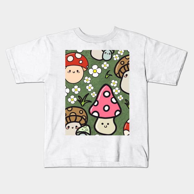 Kawaii mushrooms Kids T-Shirt by SturgesC